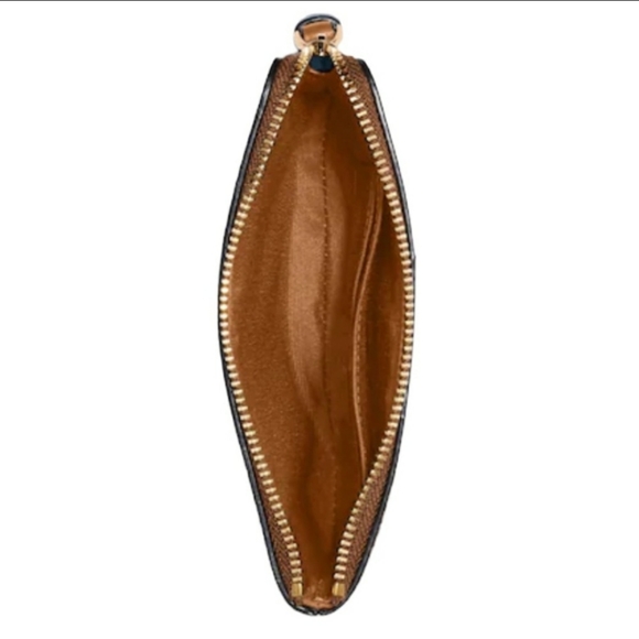 Coach Corner Zip Wristlet Signature Color Khaki/Saddle 2 - Picture 2 of 10